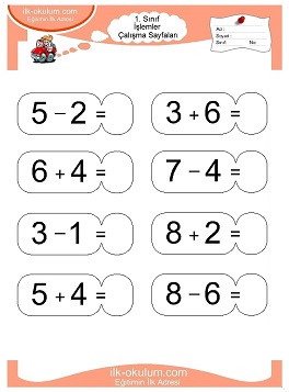 Çocuklar İçin toplam işlemi yaprak testleri 